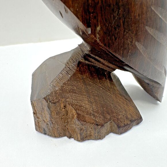 Vtg Ironwood Polished Hand Carved Wooden Owl Figurine Sculpture Decorative 4" - Picture 4 of 9